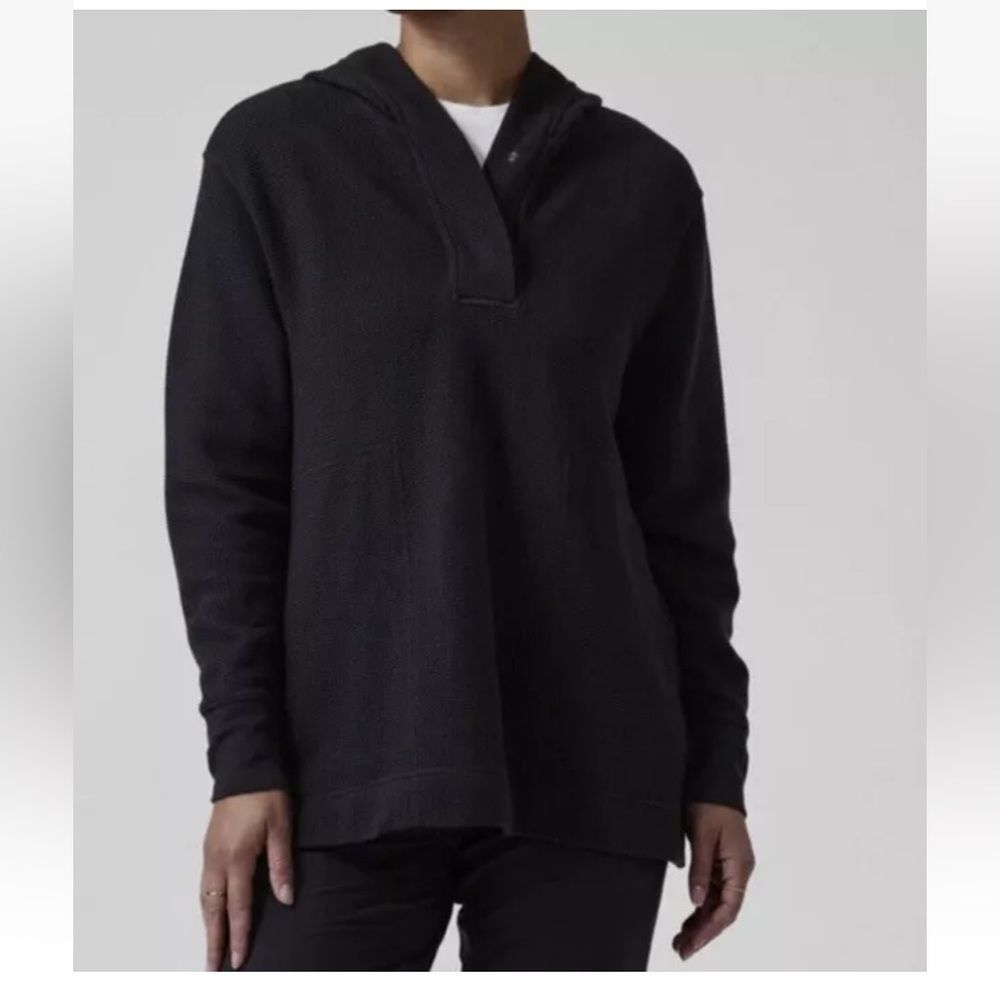 Athleta Woman’s Coaster Luxe Waffle Hoodie Oversized Black Size S